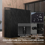 Abri-bûches range-bûche extérieur charge maximale 2000 kg avec housse de protection imperméable 185 x 62 x 184 cm noir