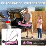 Trottinette électrique pliante pour enfant de 7+ans, 120W Vitesse max 12km/h, 75x36x82-93 cm rose