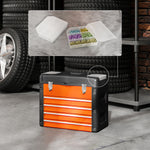 Boîte à Outils à 4 Tiroirs, Caisse à Outils en Acier Thermolaqué avec Plateau Amovible, 49,7x25,3x40,7cm, Orange
