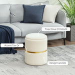Poef voetenbank opbergkist van corduroy 36 x 36 x 44 cm voor woonkamer slaapkamer beige