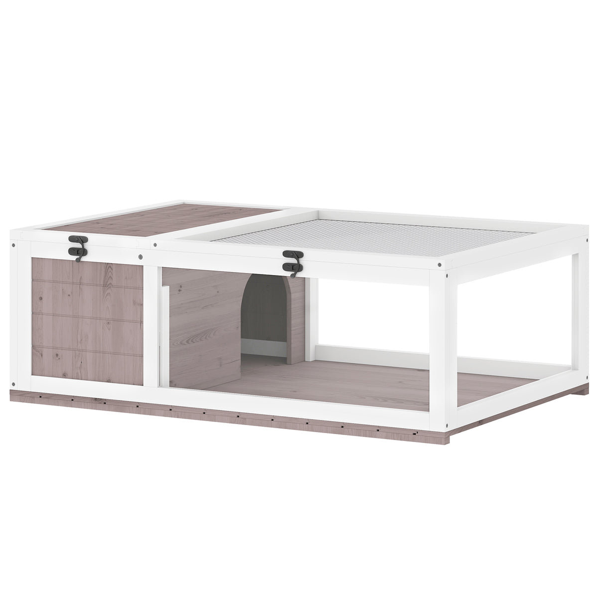 Maison enclos cage habitat pour petit animal tortues avec 2 espaces 91 x 60,5 x 32 cm bois massif marron clair