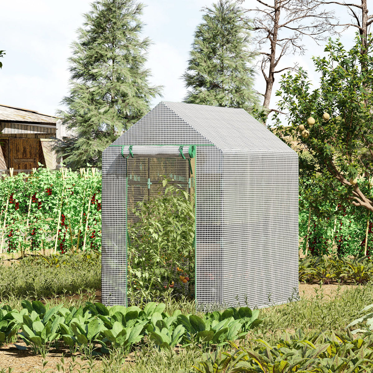 Serre de jardin PE avec étagère 2 niveaux, serre de balcon, bâche renforcée 140 g/m², acier, porte zippée