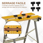 Établi pliant établi de serrage avec 4 serre-joints table de travail, charge 100 kg, 62,5x60,5x78,5cm, gris