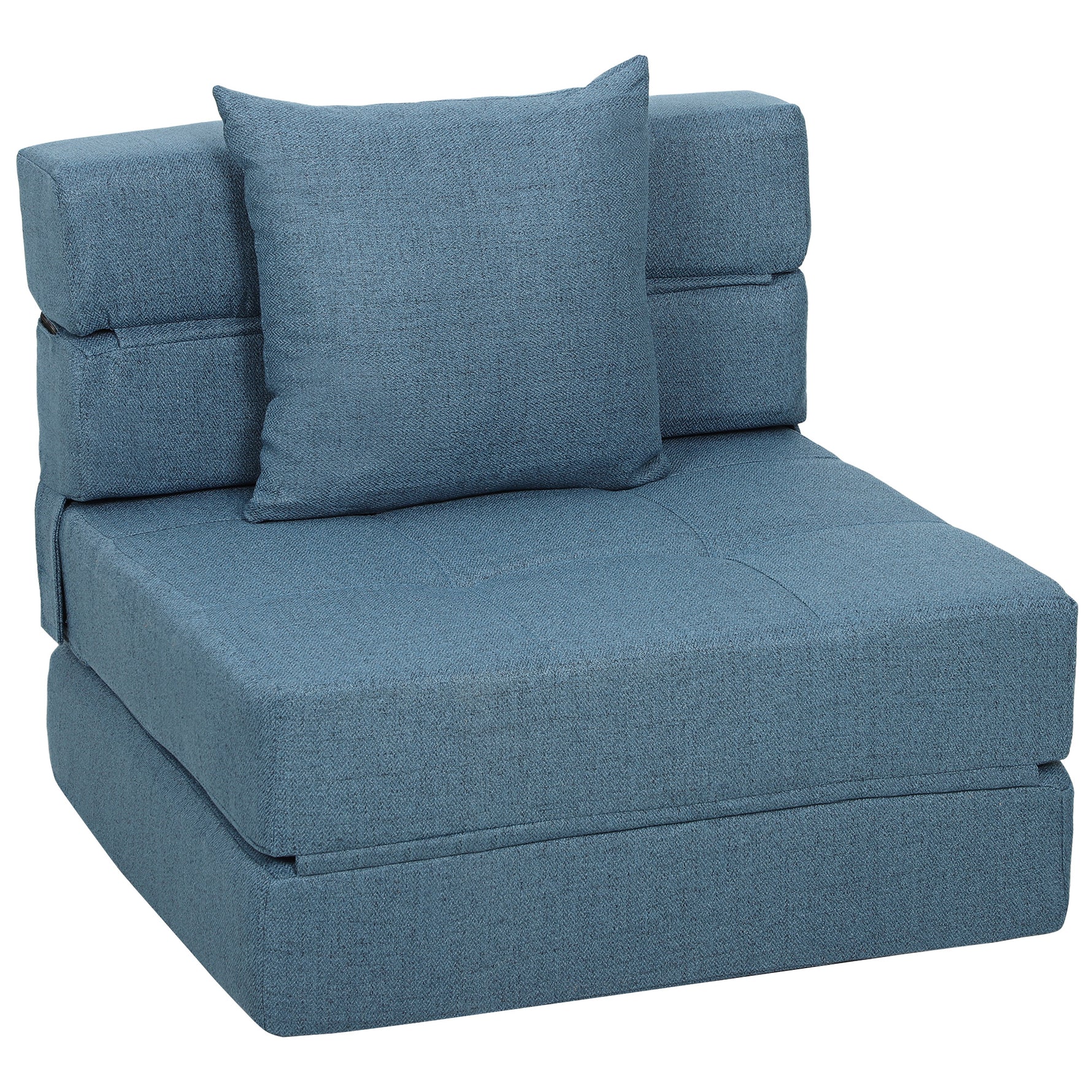 Chauffeuse canapé-lit convertible fauteuil 1 place avec 1 coussin déhoussable, tissu bleu foncé