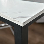 Table de Bar Table Haute de Cuisine Mange-debout - dim. 120L x 40l x 100H cm - châssis piètement Acier, Plateau Aspect marbre Blanc