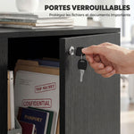 Armario de oficina de 2 niveles, mueble de almacenamiento de oficina con 2 puertas, cerraduras y llaves, 80x40x80cm, negro