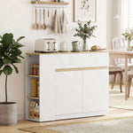 Buffet meuble de rangement avec 2 tiroirs 3 étagères ouvertes et placard 2 portes 110 x 29,5 x 82 cm blanc