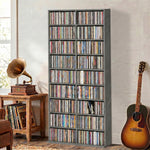 Rangements pour CD et DVD 18 compartiments capacité max. 640 CD/360 DVD 430 Blu-ray 78,5 x 24 x 175 cm gris clair