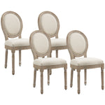 Lot de 4 chaises de Salle à Manger - Chaise de Salon médaillon Style Louis XVI - Bois Massif sculpté, patiné