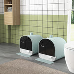 Lot de 2 bacs à litière pour chat avec porte battante, pelle et filtre inclus dim. 43L x 44l x 47H cm