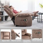 Fauteuil releveur électrique fauteuil relaxant dossier inclinable avec repose-pied télécommandes 90 x 93 x 110 cm marron