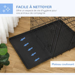 Cage caisse de transport pliante pour chien en acier 2 portes verrouillables 121 x 77 x 82 cm noir