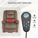 Fauteuil releveur électrique fauteuil relaxant dossier inclinable avec repose-pied télécommandes 90 x 93 x 110 cm marron