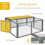 Clapier à lapins cage lapin pliable avec poignée dessus ouvrable pour 2 à 3 lapins cochons d'inde 110 x 105 x 50 cm gris