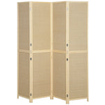 Paravent Interieur en Bambou 4 Panneaux 180x180cm, Séparateur de Pièce Pliable et Portable, Style Bohème, Bois Naturel