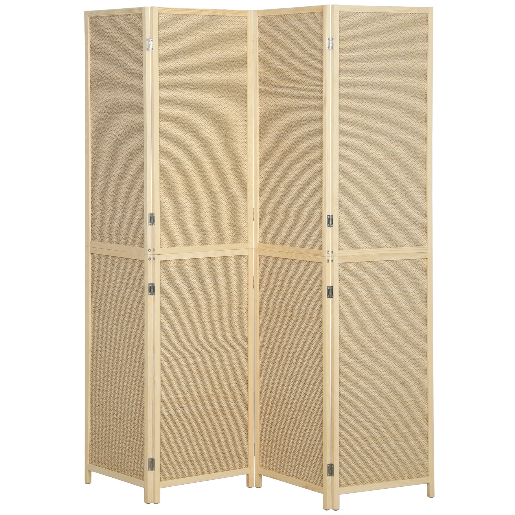 Paravent Interieur en Bambou 4 Panneaux 180x180cm, Séparateur de Pièce Pliable et Portable, Style Bohème, Bois Naturel