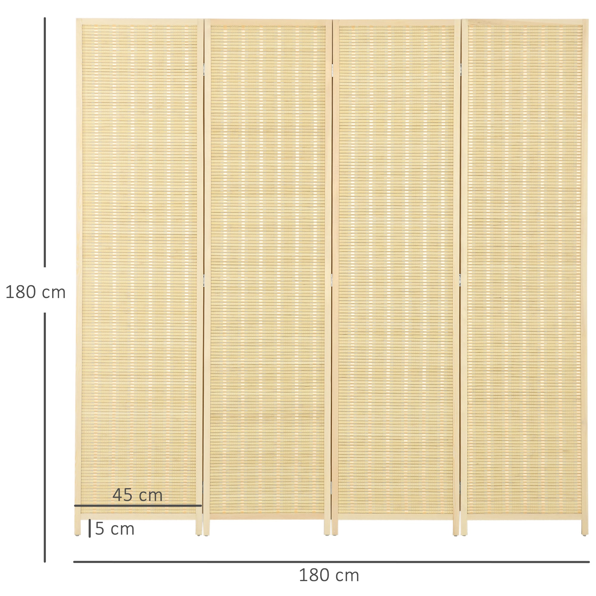 Paravent en bois séparateur de pièce closion de séparation pliable 4 panneaux 180 x 180 cm naturel
