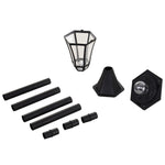 2 staande solarlantaarns voor buiten/tuin met 2 witte 6000K ledlampen IP44 Ø18,5 x 129H cm zwart
