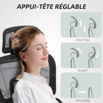 Fauteuil de bureau, chaise de bureau ergonomique en maille avec accoudoirs 3D, dossier inclinable, 66x64x122 cm, noir