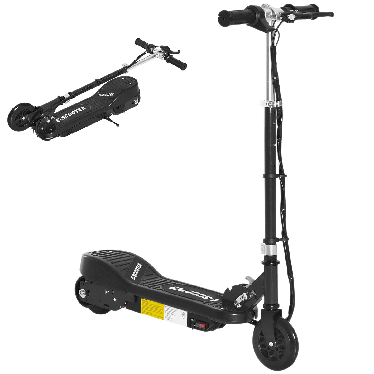 Klappbarer Elektroroller für Kinder ab 7 Jahren, 120W, max. Geschwindigkeit 12 km/h, 74x36x82,5-92,5 cm, Schwarz