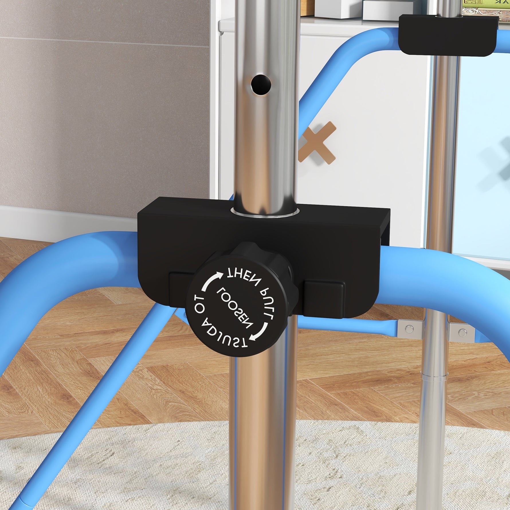 Barre de gymnastique pour enfants, barre horizontale pliable à hauteur réglable avec anneaux de gymnastique, bleu