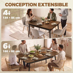 Tavolo da Pranzo Rettangolare Allungabile per 4-6 Persone, Tavolo da Cucina 130-160 cm con Angoli Arrotondati, Noce Chiaro