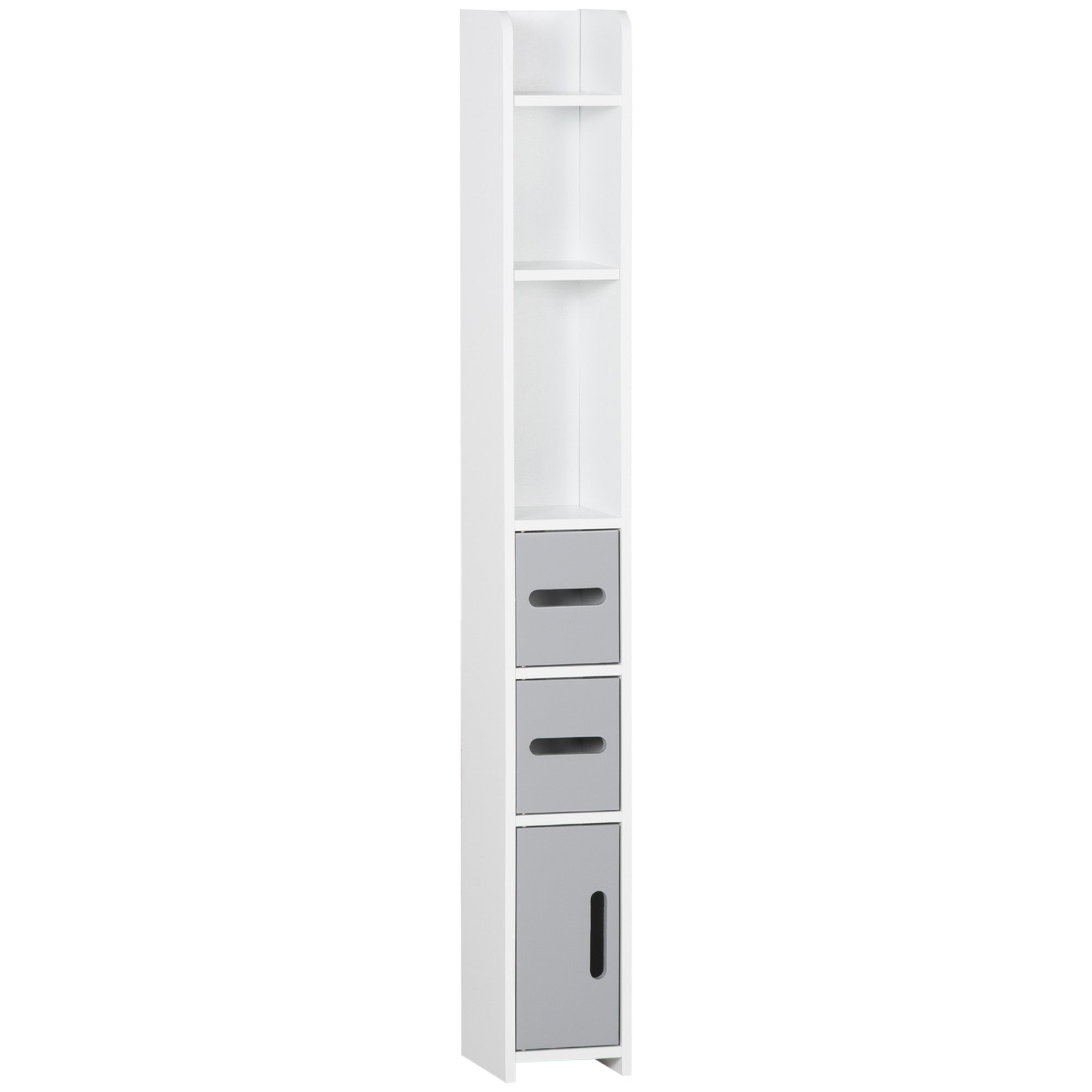 Mobile a colonna per bagno, armadietto alto con ripiani e ante - 15 x 17 x 120 cm grigio