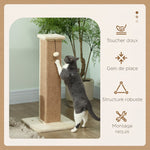 Griffoir pour chat poteau griffoir chat en sisal et peluche, boule suspendue base stable 41 x 41 x 81 cm beige
