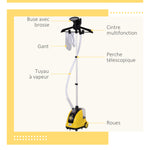 Défroisseur vapeur vertical défroisseur à vêtements 1,4 L 1950 W débit vapeur 32g/min tige telescopique jaune noir