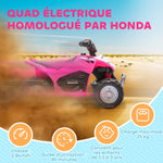 Quad électrique enfant 6 V, vitesse de 2,8 km/h, phares LED, klaxon, poignée et selle ergonomique, rose