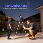 Télescope Astronomique 70 mm, Télescope Réfracteur 100X/50X/30X avec 3 Oculaires, Monture AZ 300 mm, 76x76x133cm, Blanc