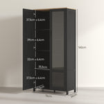 Buffet de cuisine armoire de cuisine meuble vitrine avec étagères réglables et 9 compartiments 76 x 36 x 160 cm noir