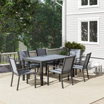 Ensemble de salle à manger de jardin pour 6 personnes salon de jardin extérieur cadres en acier chaises empilables gris