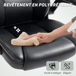 Fauteuil de bureau avec accoudoirs relevables, chaise de bureau ergonomique, hauteur réglable, fonction de bascule, noir