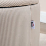 Lot de 2 poufs tabourets repose-pieds coffre de rangement en tissu aspect velours côtelé Ø40 cm et Ø30 cm, crème
