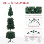 Sapin de Noël Artificiel 210 cm Arbre de Noël Slim avec support en acier pliable, 687 branches épines Vert