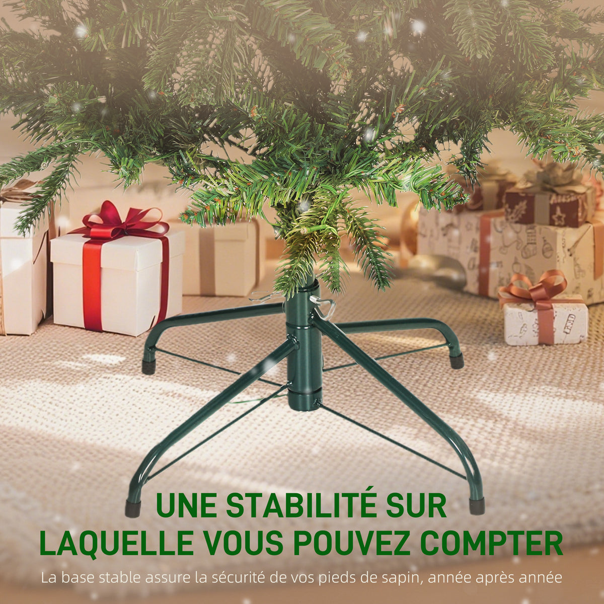 Sapin de Noël artificiel 210 cm, arbre de Noël slim avec 300 lumières 8 modes d'éclairage 826 branches articulées, vert