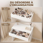 Dressing table with drawer, modern makeup table, for bedroom, 75 x 40 x 75 cm, white