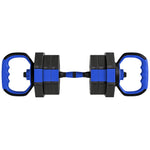 Ensemble d'haltères musculation 6-en-1 haltère réglable 20 kg kettlebell, barre de musculation support pour pompes bleu
