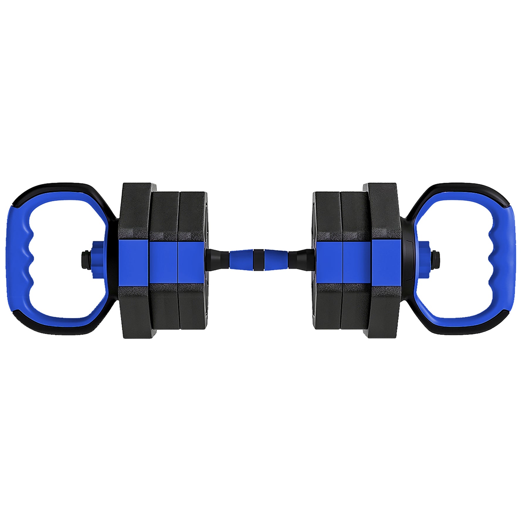 Ensemble d'haltères musculation 6-en-1 haltère réglable 20 kg kettlebell, barre de musculation support pour pompes bleu