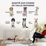 Parc pour chien enclos chien 8 panneaux modulable pliable acier avec porte pour chiot intérieur extérieur 80H cm argent