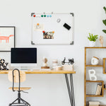 Tableau blanc magnétique cadre aluminium 60 x 45 cm avec feutres, effaceur et aimants