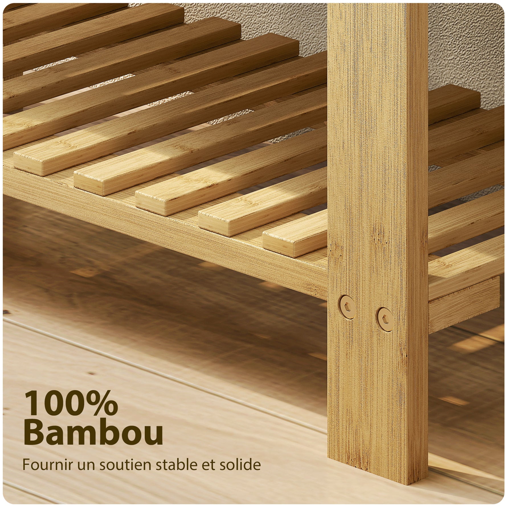 Banc à chaussures en bambou, étagère à chaussures à 3 niveaux, style scandinave, 60 x 29 x 49 cm, gris et bois naturel