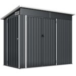 Abri de jardin en métal cabane jardin extérieure triple porte verrouillable toit incliné aérations 234x132x185cm gris