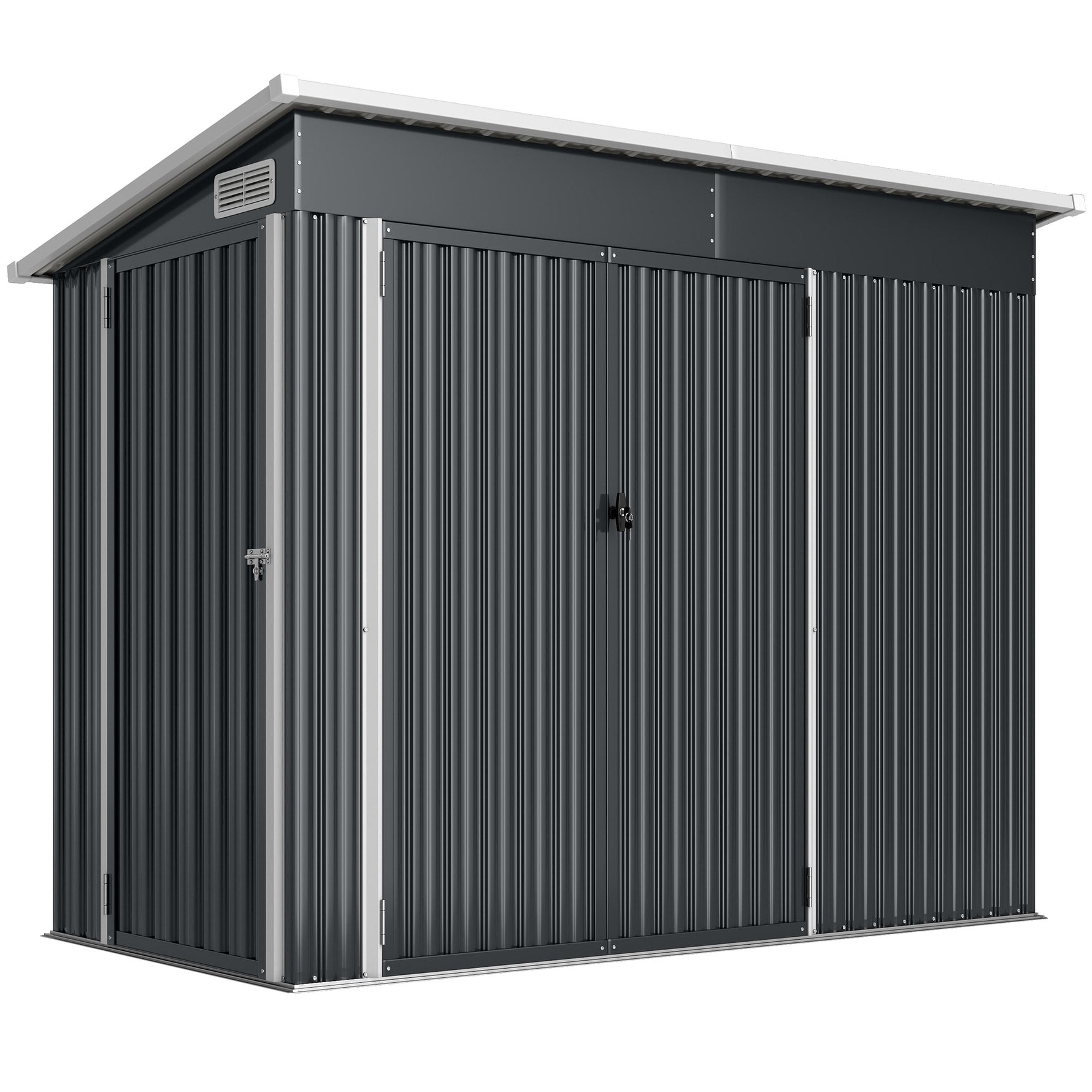 Abri de jardin en métal cabane jardin extérieure triple porte verrouillable toit incliné aérations 234x132x185cm gris