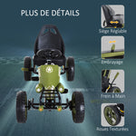Vélo et véhicule pour Enfants Kart à pédales siège réglable Frein Manuel Roues AR EVA Acier Vert Noir