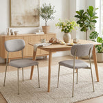 Lot de 2 chaises de salle à manger modernes, chaises de cuisine empilables en tissu effet lin, marron clair