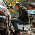 Tabouret de mécanicien siège pivotant hauteur réglable plateau de 100 kg pour le garage et la réparation automobile noir