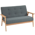 Canapé 2 places style scandinave avec accoudoirs, pieds en bois, 115l x 66,5P x 73H cm, gris