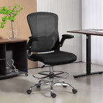 Chaise bureau ergonomique, chaise de dessin, support lombaire 4D, accoudoirs relevables, 60 x 60 x 108-132 cm, noir